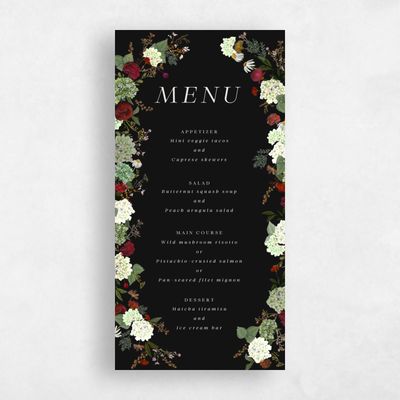 Black Wedding Menu - Rosamund