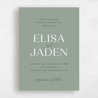 Sage, Green Wedding Invitation - Hippley Portrait