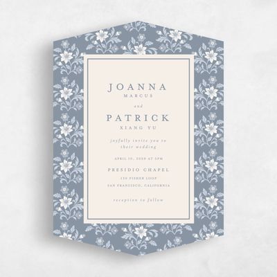 Blue Diamond Wedding Invitation - Petal Portrait