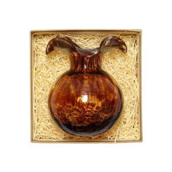 Hibiscus Glass Brown Tortoiseshell Bud Vase