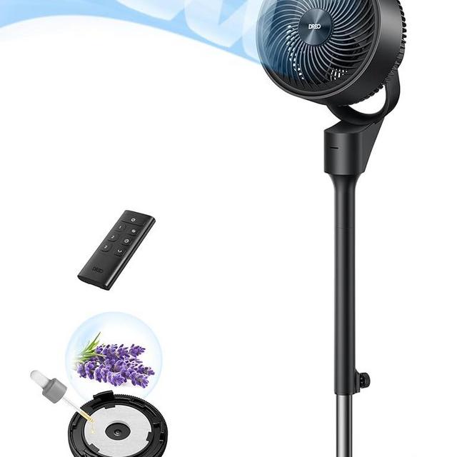 Dreo Fan for Bedroom, 80° Oscillating Standing Fan, 25dB Quiet, 80ft Pedestal Fans for Home Office, 90° Manual Vertical, 3 Speeds, Remote, 34-41" Adjustable Height, Air Circulator