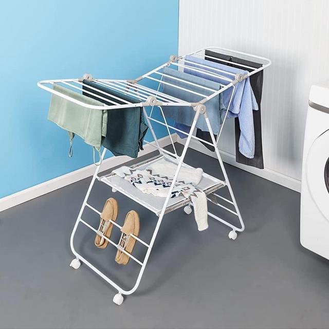 Honey-Can-Do Folding Wing Clothes Dryer, with Wheels DRY-09804 White, 50 lbs