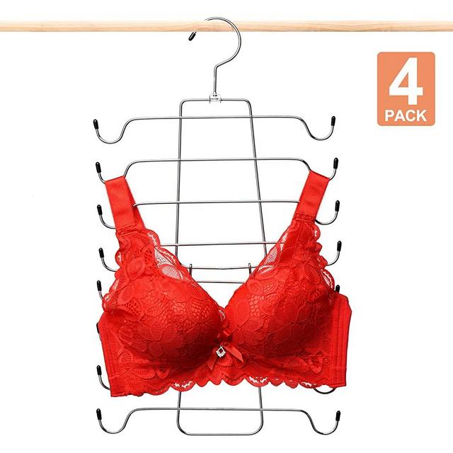 HOUSE DAY Tank Tops Hanger for Bra 4 Pack Bra Organizer Tank Top Closet Organizer Hangers Metal Folding Space Saving Hanger for Tank Top, Cami, Bras, Bathing Suits, Belts, Ties,Dress