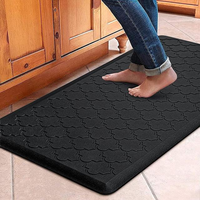 WISELIFE Kitchen Mat Cushioned Anti Fatigue Floor Mat,17.3"x39",Thick Non Slip Waterproof Kitchen Rugs and Mats,Heavy Duty PVC Foam Standing Mat for Kitchen,Floor,Home,Desk,Sink,Laundry,Black