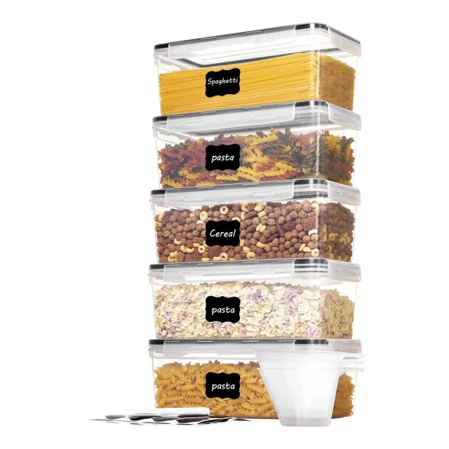 LunaLulinlk 5-Pack Plastic Storage Organizers, 3.2L/14 Cups