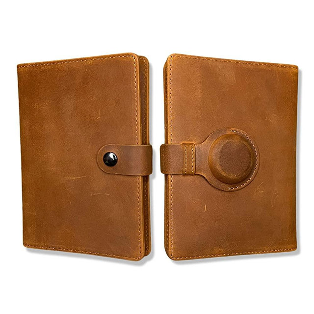 Genuine Leather AirTag Passport Holder and Wallet For Men and Women RFID Blocking For Secure Traveling and Documentation Organizer