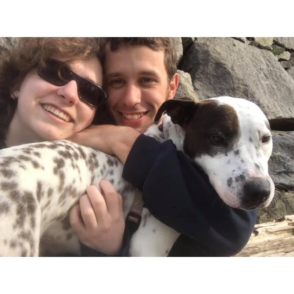 At the beach with Bosco