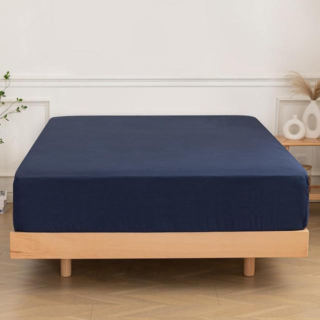 Full Fitted Sheet Only - Premium 1800 Super Soft & Cozy Microfiber, Wrinkle, Fade, Shrinkage Resistant Deep Pocket Full Size Fitted Bottom Sheet, Navy