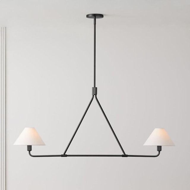 Beatrix Pendant Dark Bronze White Linen (46")