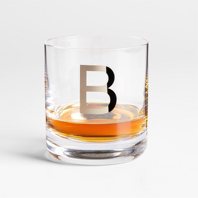 "B" Monogrammed Double Old-Fashioned Glass