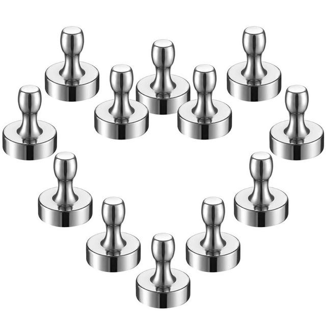 BTLIN Fridge Magnets Extra Strong, Large Heavy Duty Magnetic Push Pins for Kitchen Refrigerator Metal Bulletin Board Whiteboard Office 12Pack (15x18mm)