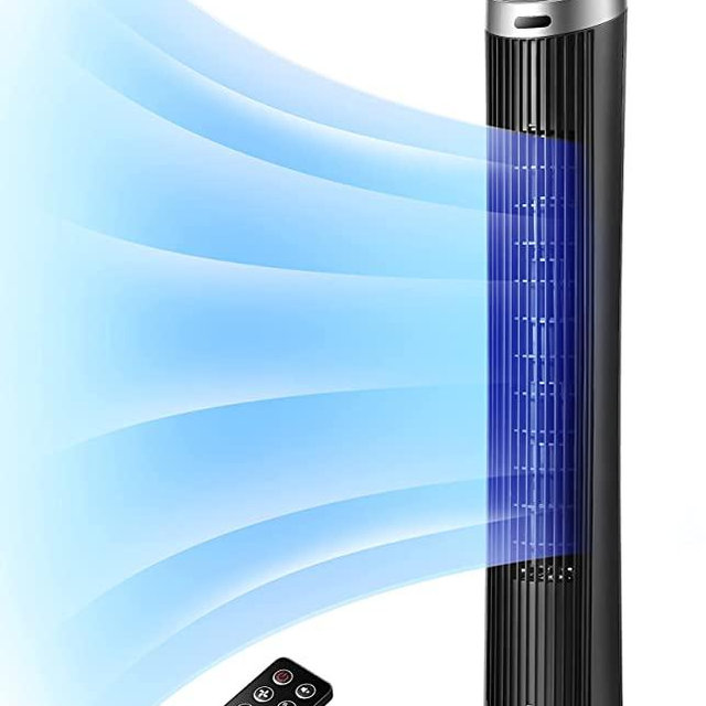OmniBreeze Digital Electric Tower Fan, with Remote Control, LED Display, Standing Bladeless Floor Fans Cooling and Quite 36/40Inch Indoor Living Room Bedroom use (40 Inch)