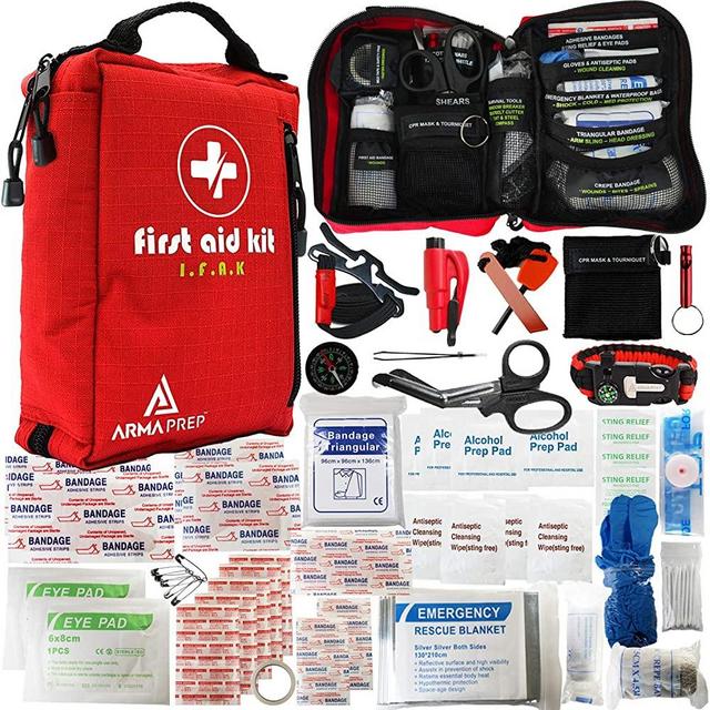 ARMAPREP Compact First Aid Kit - IFAK with Rapid Response Labels, MOLLE, Tourniquet & Survival Tools - Small First Aid Kit for Car Camping Hiking
