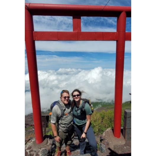 Hiking up Mt. Fuji in Japan.