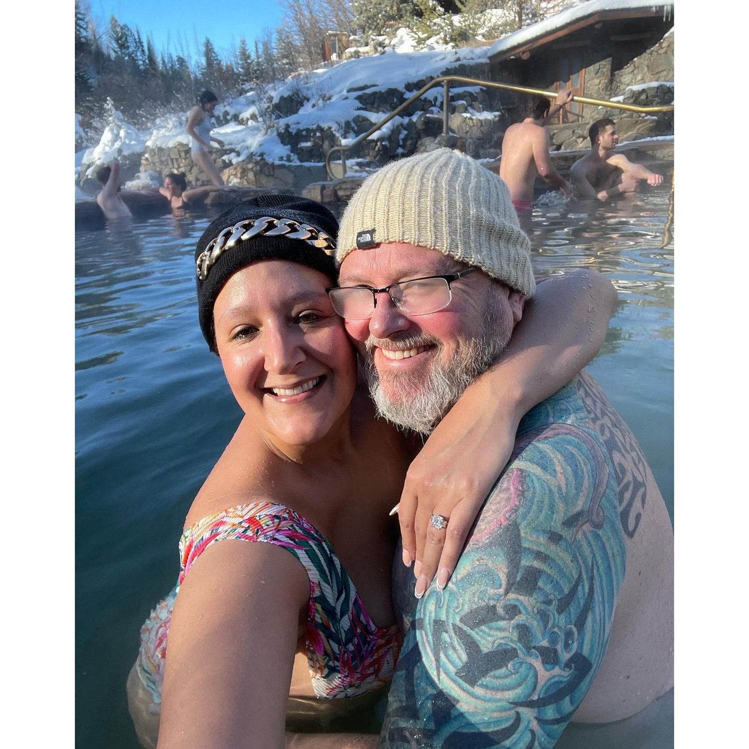 Strawberry Hot Springs, in Steamboat Springs, Colorado. This is where we took our engagement photos!