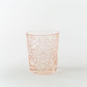 Decorated Hobstar Glassware, DOF, Set of 6, Pink