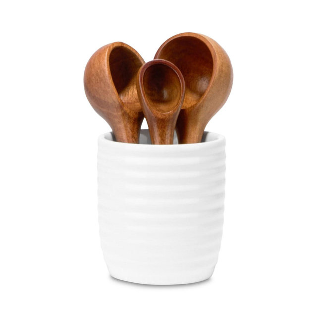 Nambé Breaking Bread Measuring Spoons and Canister, Set of Four