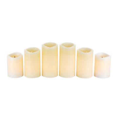 Flameless Pillar Candles in Bisque (Set of 6)