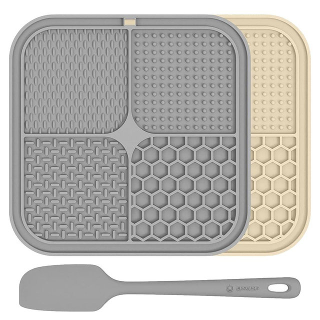 ChefAide 2 Pack Lick Mat for Dogs,Cats,Upgraded 8.5×8.5 inches Licking Mats with Suction Cups,Slow Feeder Licking Pad for Anxiety Relief and Boredom Reducer,Suitable for Dog Training Set 2