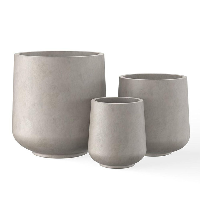 Kante 15.3"+11.6"+8.2" Dia Round Concrete Planter, Large Outdoor Indoor Planter Pots Containers with Drainage Holes and Rubber Plug for Home Garden Patio, Buff Concrete
