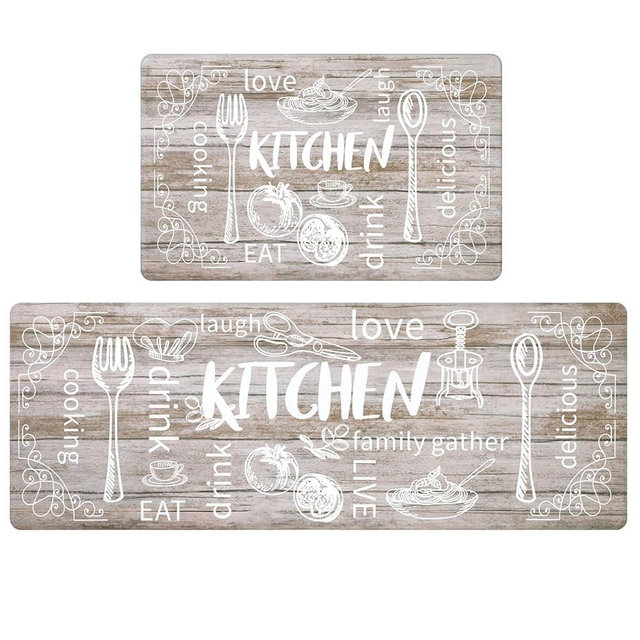 HEBE Anti Fatigue Kitchen Rug Set of 2 Non Slip Cushioned Kitchen Mats for Floor Waterproof Comfort Kitchen Rugs and Mats Farmhouse Chef Mats Floor Carpet for Sink,Laundry Room