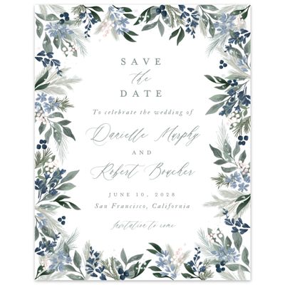 White Winter Wedding Digital Save the Date - Bryn Portrait