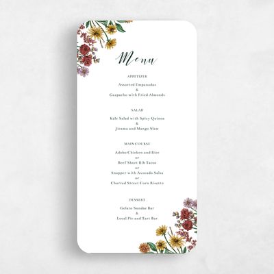 White Rounded Wedding Menu - Mirasol