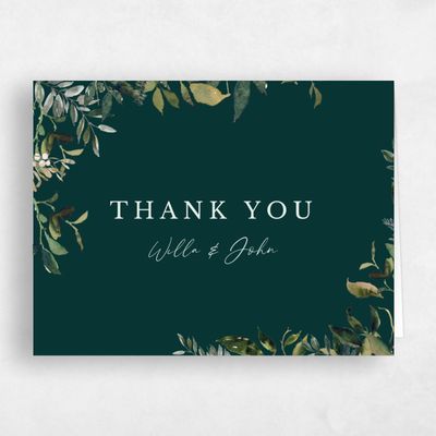 Dark Emerald, Green Wedding Thank You - Buxton Classic