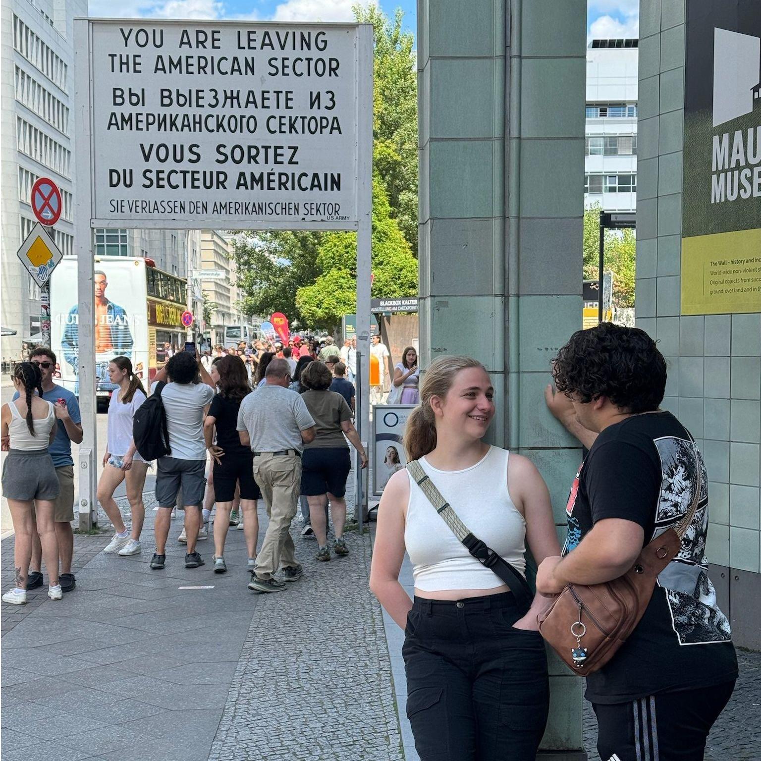Mason's dad grabbed this moment at Checkpoint Charlie the day before Gavin popped the question...