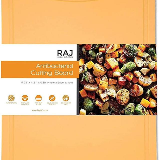 Raj Plastic Cutting Board Reversible Cutting board, Dishwasher Safe, Chopping Boards, Juice Groove, Large Handle, Non-Slip, BPA Free (Extra Large (17.4" x 11.81"), Orange)