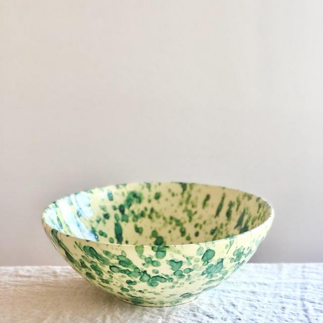 Pompeii Serving Bowl - Emerald & Cream 13"