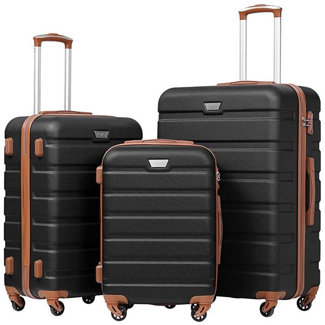 Coolife Luggage 3 Piece Set Suitcase Spinner Hardshell Lightweight TSA Lock 4 Piece Set