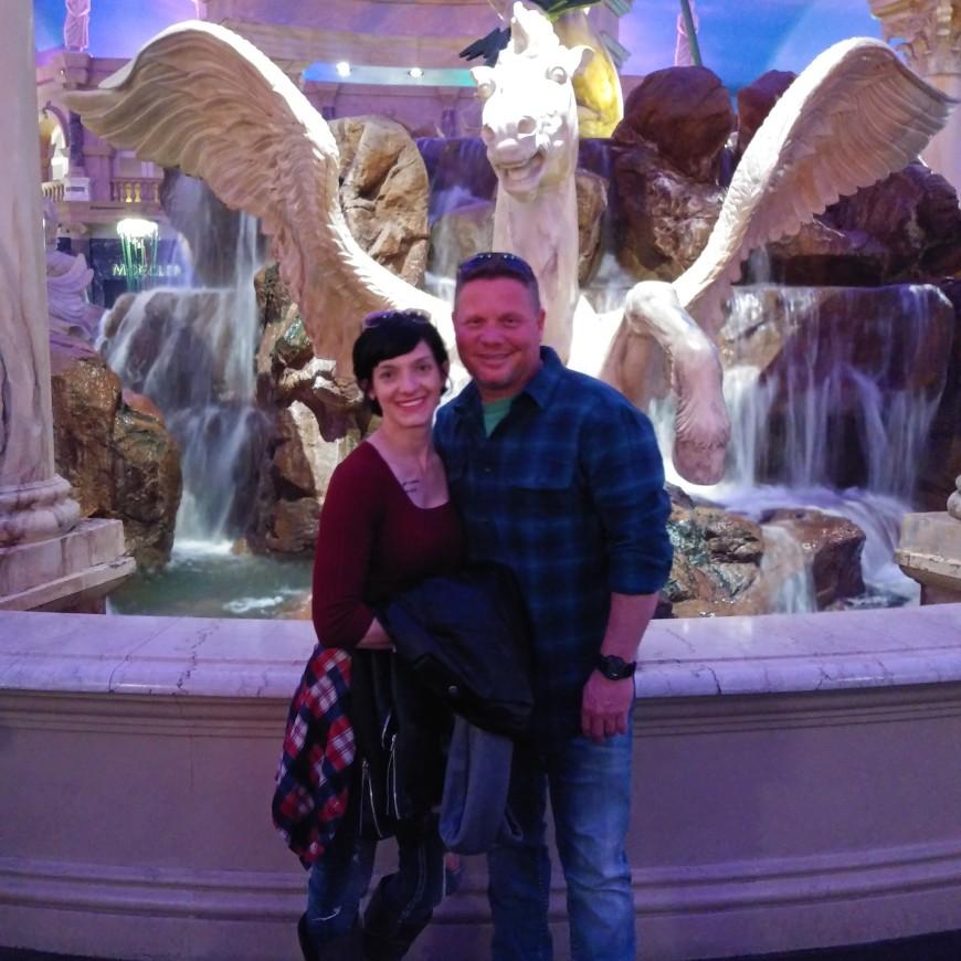 Standing in Ceasars Palace at Christmas time.