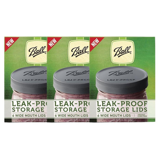 Ball Mason Jar Leak-Proof Lids, Wide Mouth, 6 CT (Pack of 3)