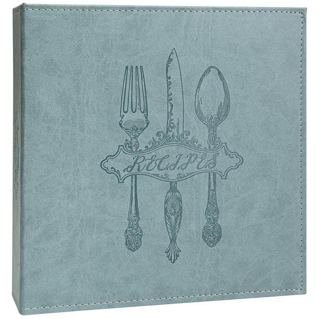 COFICE Recipe Binder – 8.5x11 3 Ring Blank Family Recipe Book Binder Kit to Write in Your Own Recipes with PU Faux Leather Cover and Plastic Sleeves (Aquamarine)