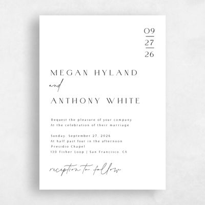 White Wedding Invitation - Avinyo Portrait