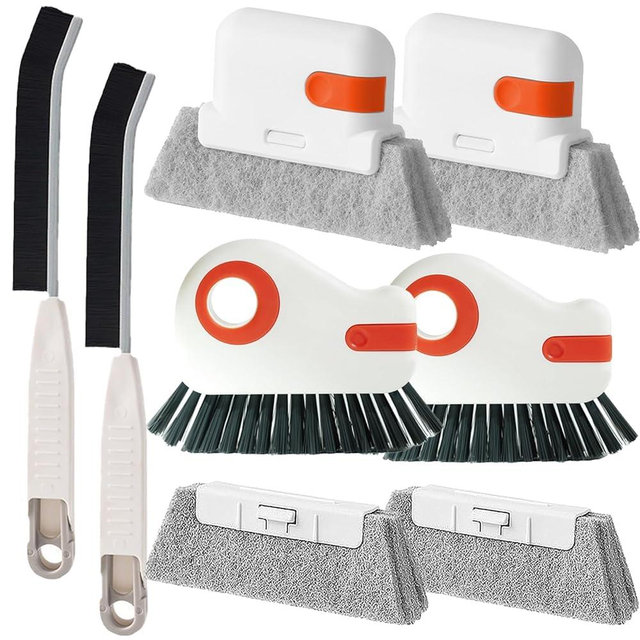 Window Sill Cleaner Tool - Hard Bristle Crevice Cleaning Brush, Multifunctional Gap Scrub Brush, Window, Home Essentials, Bathroom Cleaner Tools for Household Use, Kitchen - 8PCS