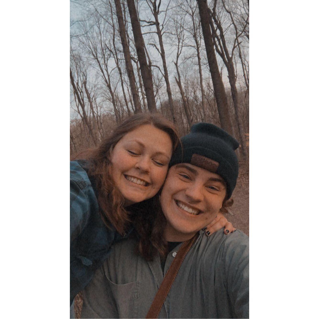 Our first Valentine's date, a hike near Indianapolis.