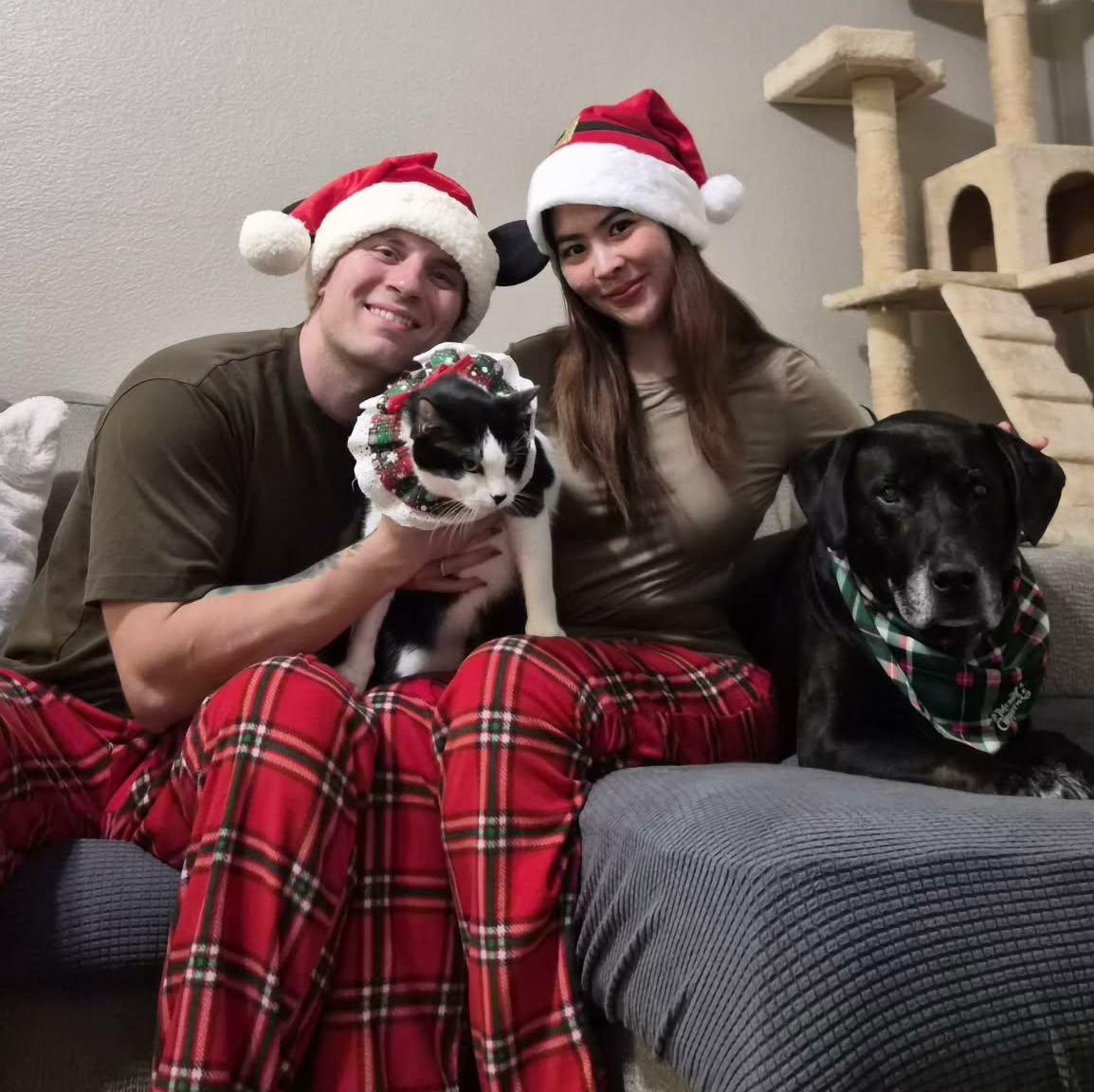 Our first family Christmas, 2025! :) Vader's and Daisy's first time in person with their mommy!