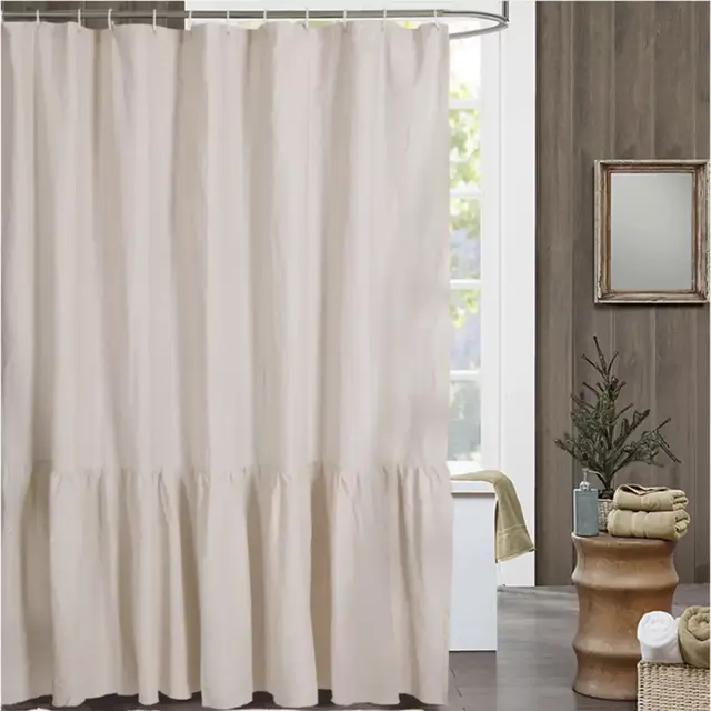 Bee & Willow™ Home Ruffled Edge 72-Inch x 72-Inch Shower Curtain in Natural Linen