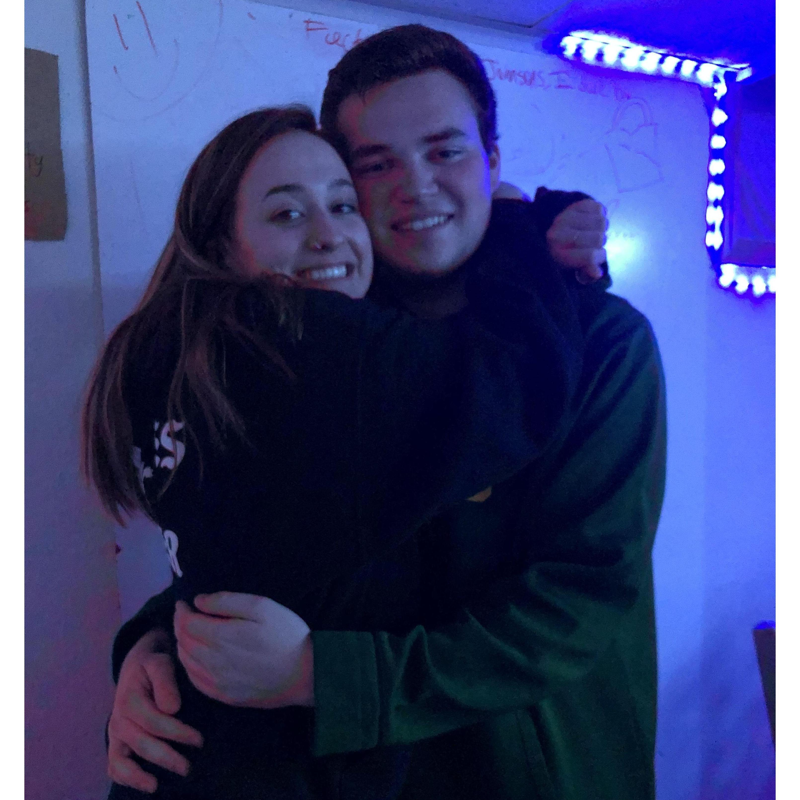 This was taken during our first month dating. Alex had just gotten a VR headset and invited a few friends over to try it. March 2019.