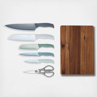 Quartz Soft Grip Non-Stick 12-Piece Knife Set with Cutting Board