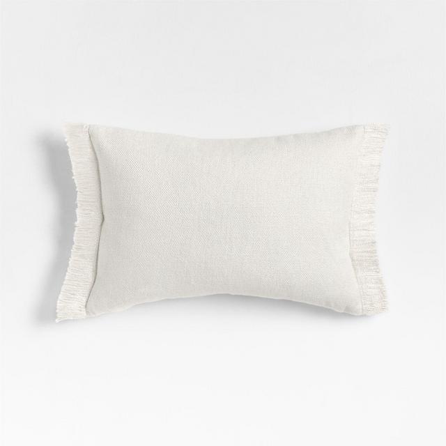 Personalized Casual Textured Fringe 24"x16" Arctic Ivory Throw Pillow with Feather Insert