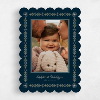 Blue Scalloped Holiday Card - Stockbridge