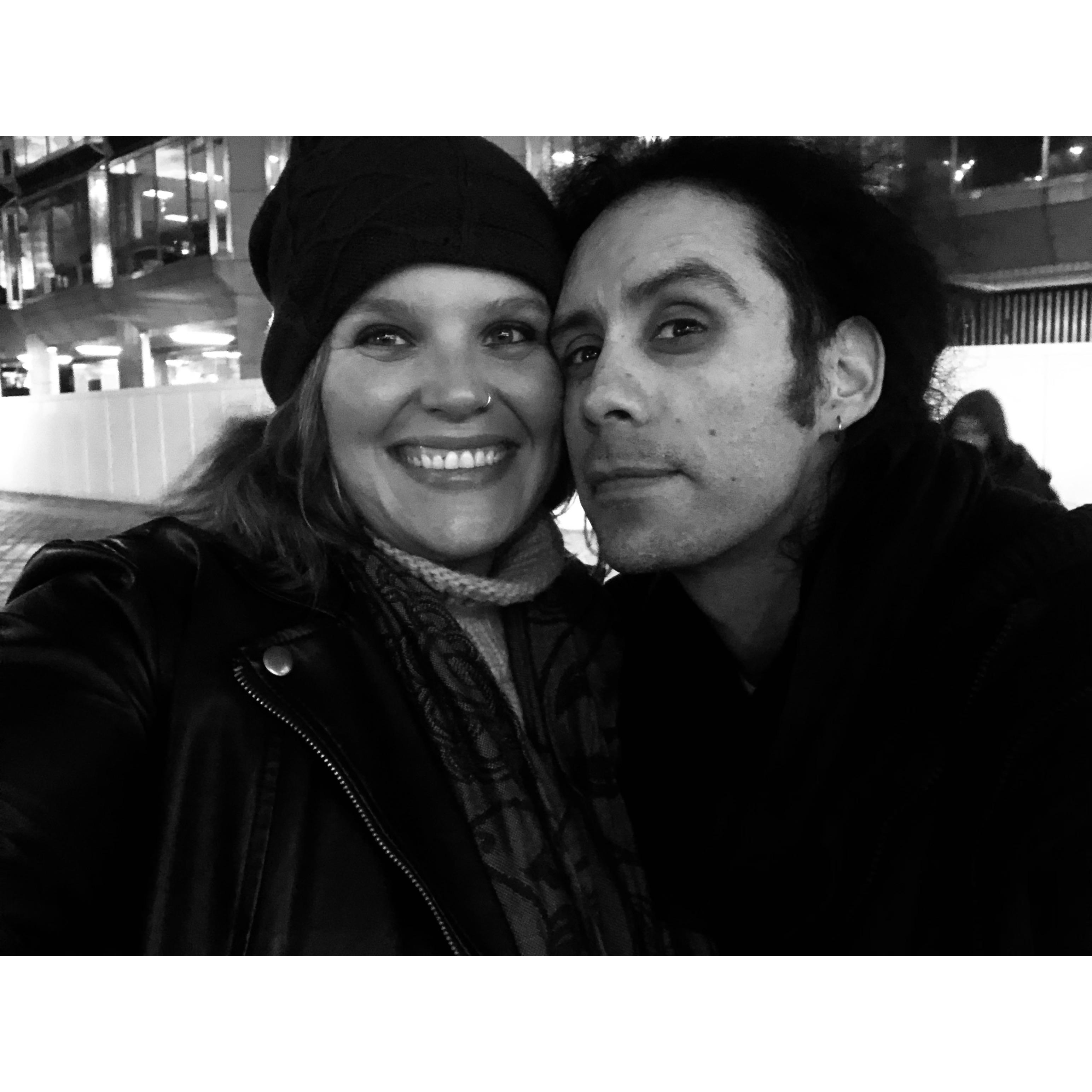 we love to travel (like the time Crystal flew to London to see Dave play a show on tour with Edge of Paradise!)
