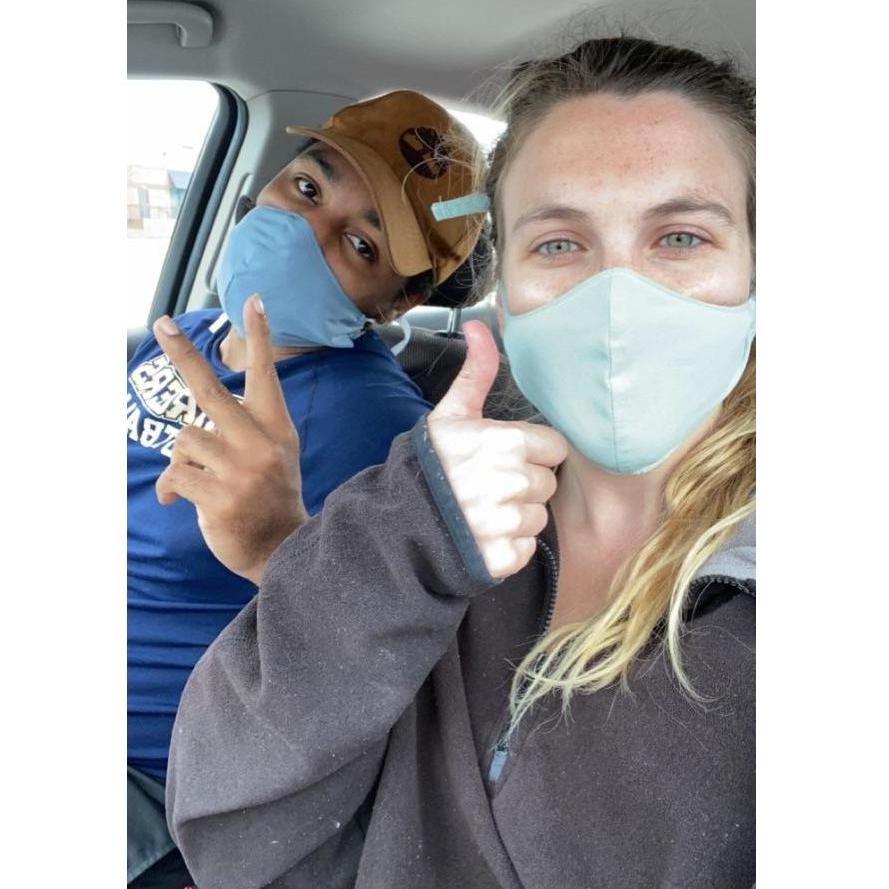Navigating COVID with our first masks a friend made us (Back when we thought it would be over in a few weeks HAHA)