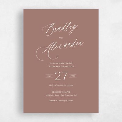 Chestnut, Brown Wedding Invitation - Andros Classic