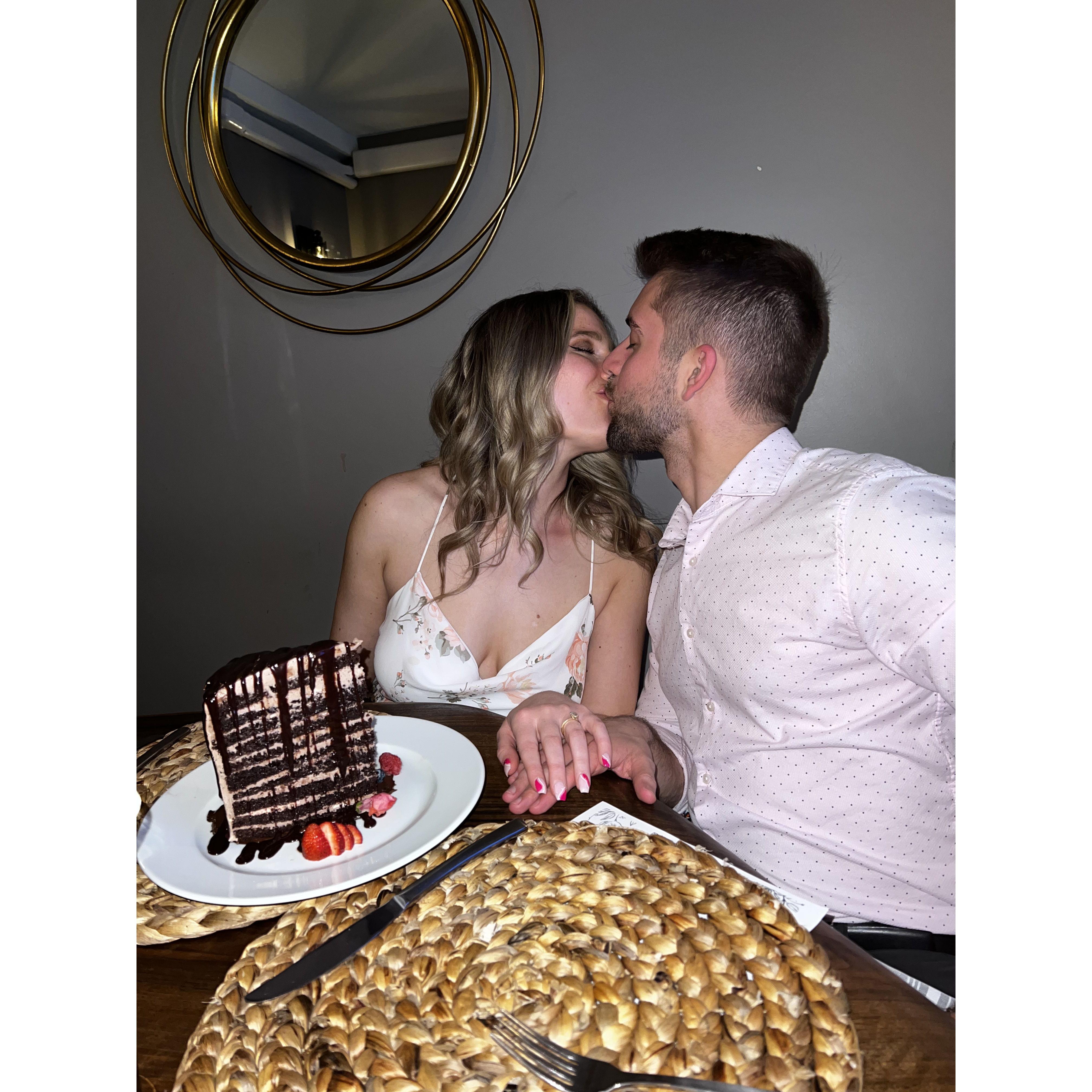 Big cake to celebrate getting engaged!