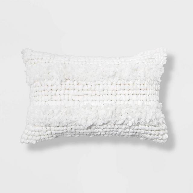 Textured Lumbar Throw Pillow White - Opalhouse™
