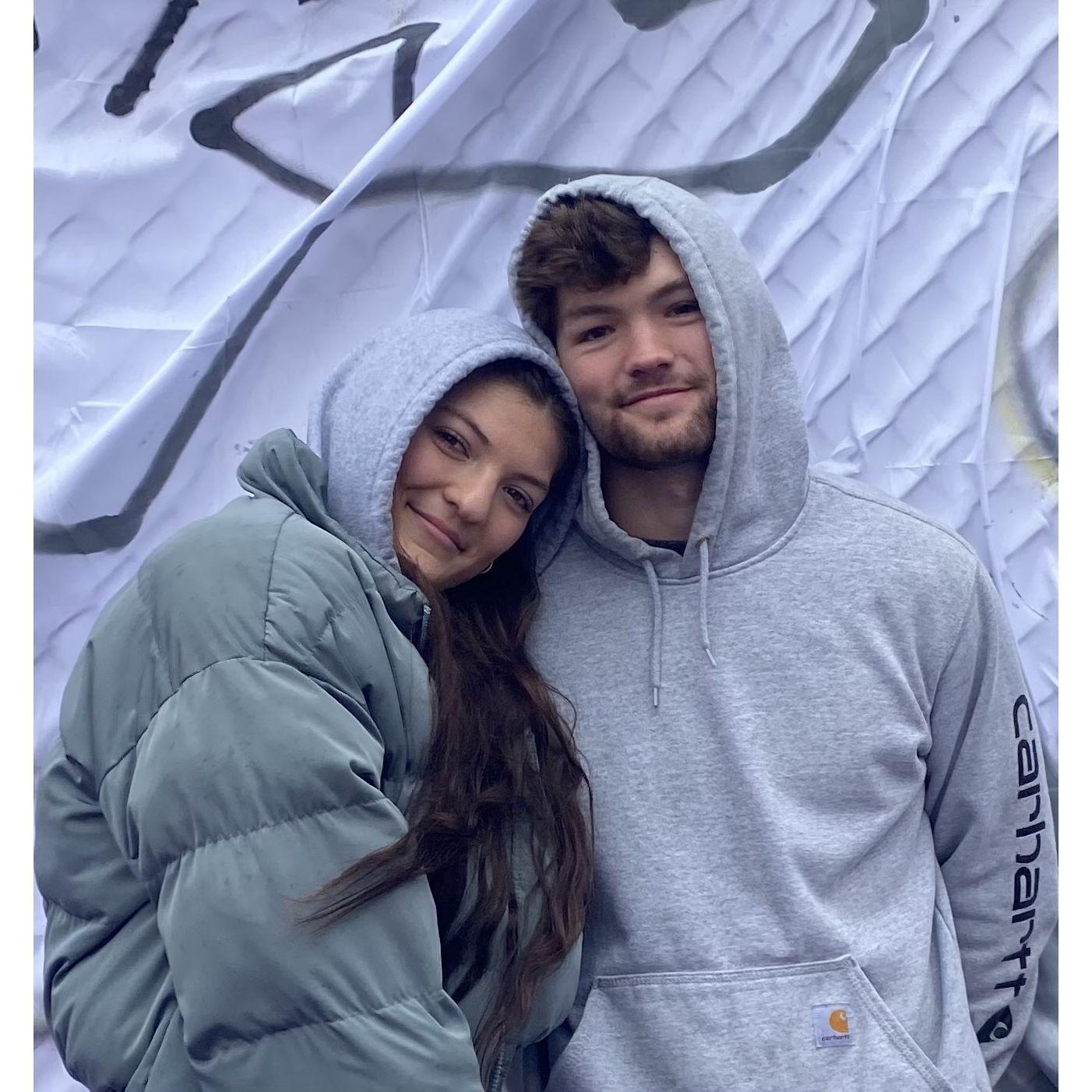 Freezing during a chilly game day at Purdue